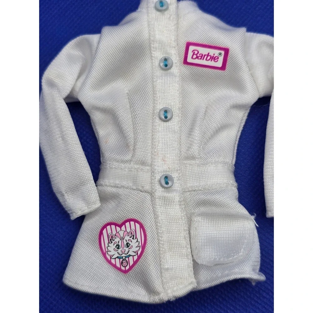 Vintage 1996 Barbie Pet Doctor White Lab Coat Veterinarian Doll Top Mattel 90s